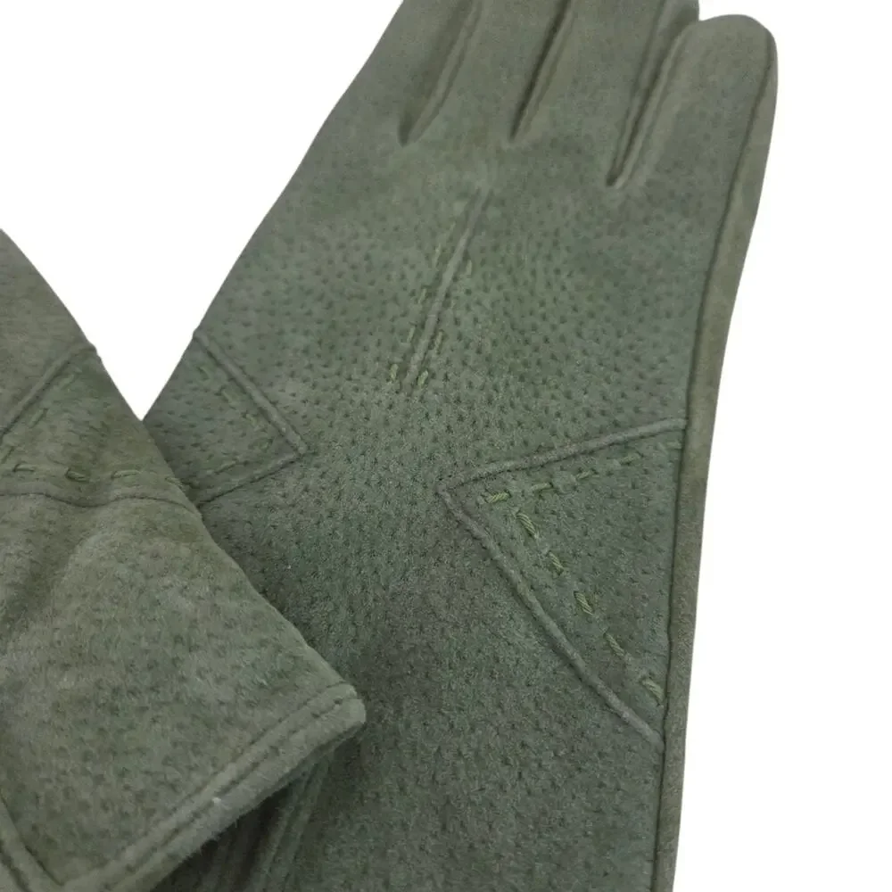 NWT Bijoux Terner | Suede Leather Green Womens Gloves Soft Lining